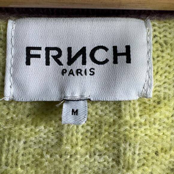 French Paris Yellow & Cream Striped Purple Collared Knit Sweater Size Medium - Picture 5 of 6